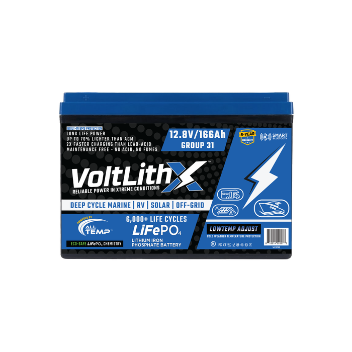 VoltLithX 12.8V 166Ah Group 31 LiFePO4 Deep Cycle Battery