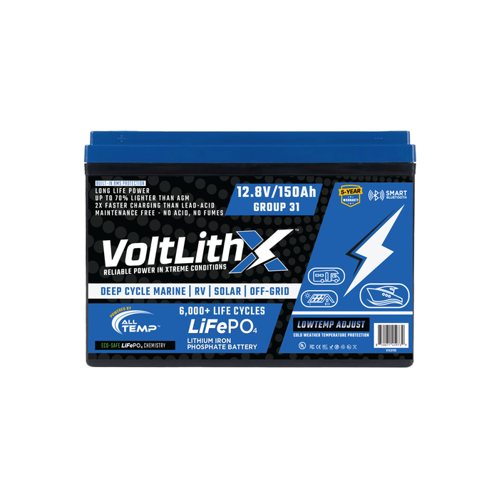 VoltLithX 12.8V 150Ah Group 31 LiFePO4 Deep Cycle Battery