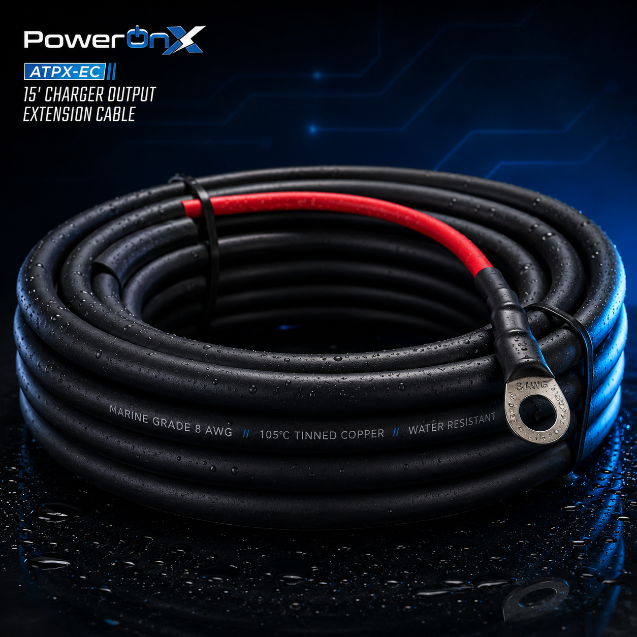 PowerOnX 15' Battery Charger Extension Cable