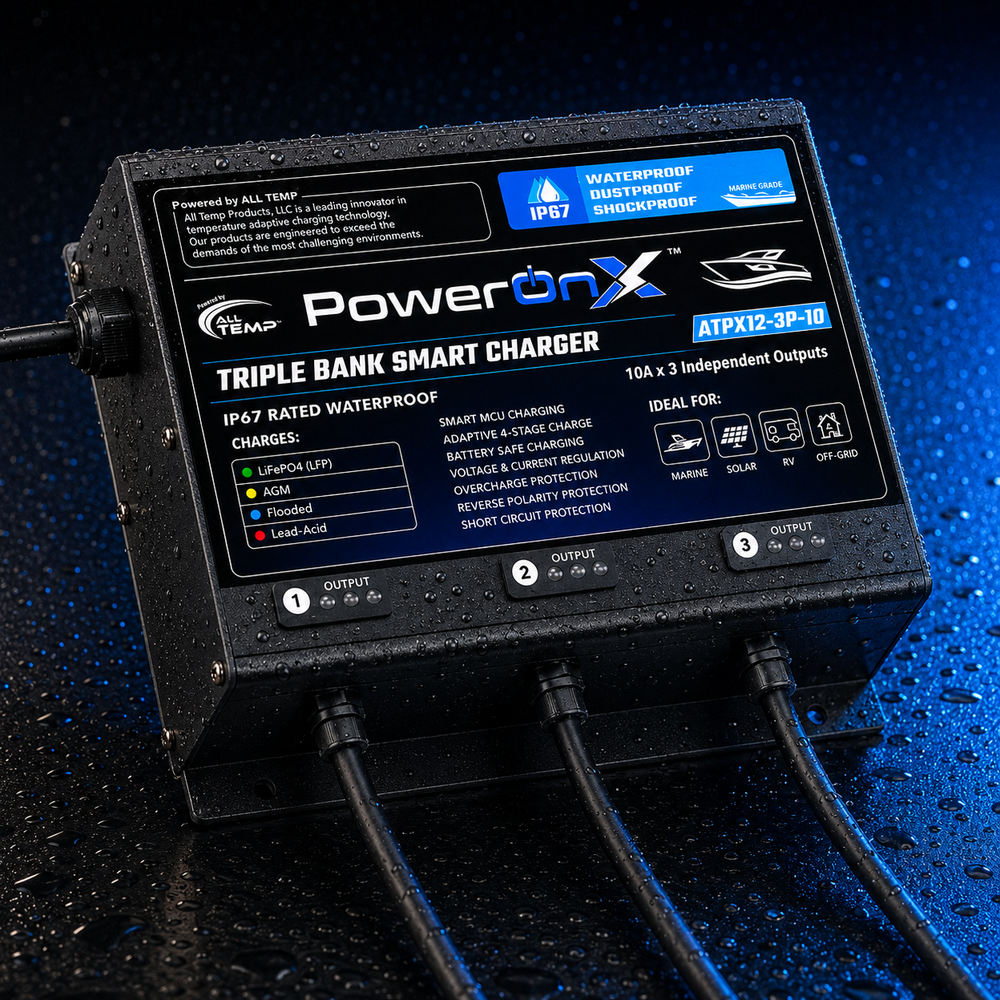 PowerOnX 12V 10A 3 Bank Marine Battery Charger detail image