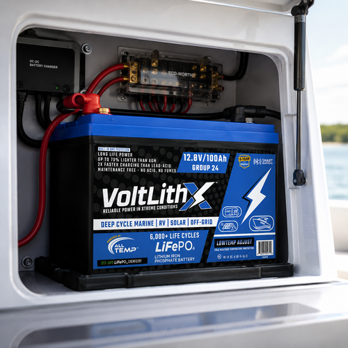 VoltLithX 12.8V 100Ah Group 24 LiFePO4 Deep Cycle Battery
