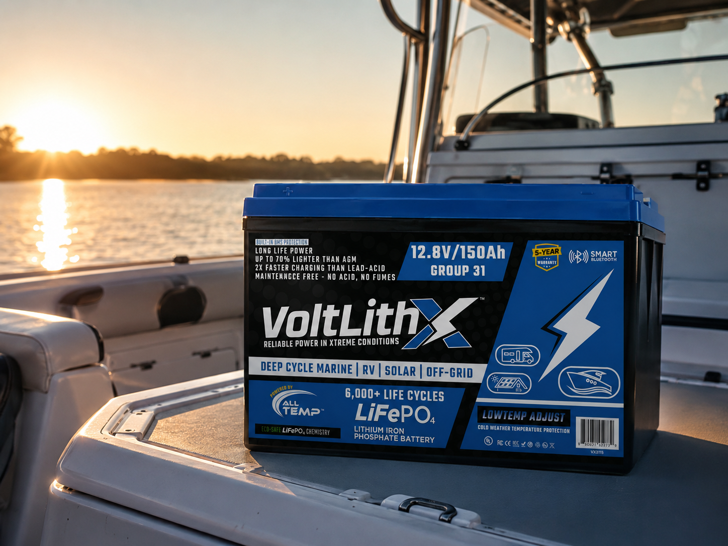 VoltLithX 12.8V 150Ah Group 31 LiFePO4 Deep Cycle Battery